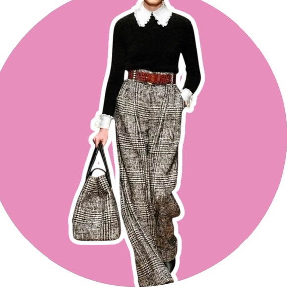 Vintage 1980 GENERRA Houndstooth Trousers Hot Pink Super High Rise Rayon Size 9 - Picture 4 of 13